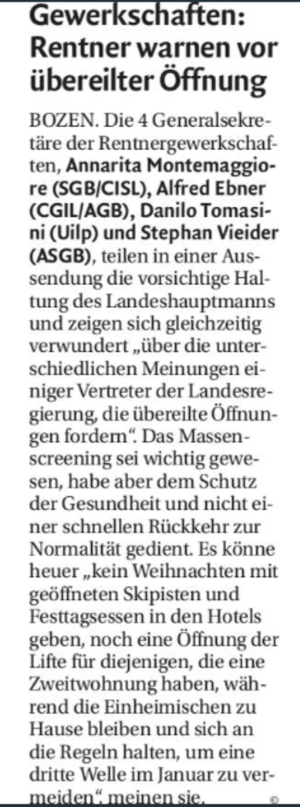 Presseaussendung - Kompatschers Sorgen sind auch die Unseren.