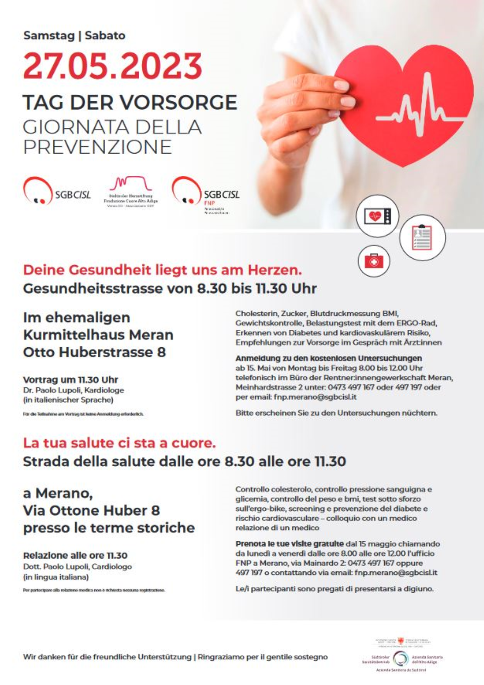 Giornata della prevenzione SgbCisl: dalle parole ai fatti.