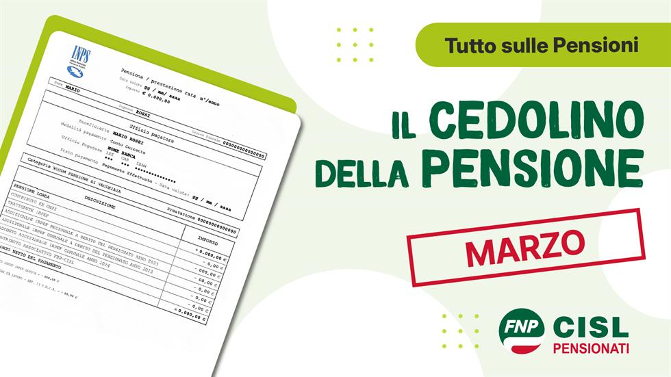 Cedolino pensione di marzo 2026, le informazioni utili