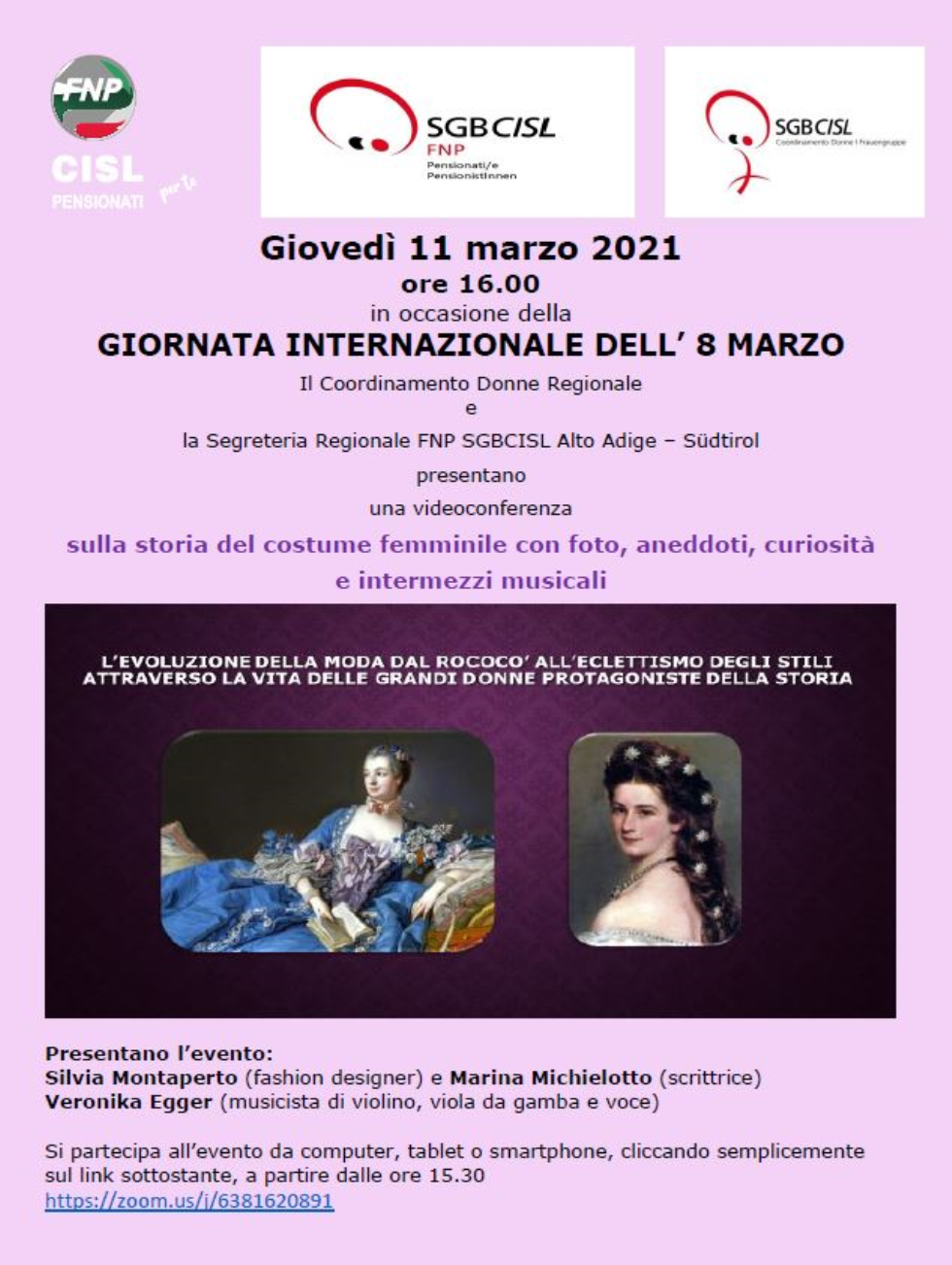 GIORNATA INTERNAZIONALE DELL’ 8 MARZO - Videoconferenza sulla storia del costume femminile con foto, aneddoti, curiosità e intermezzi musicali